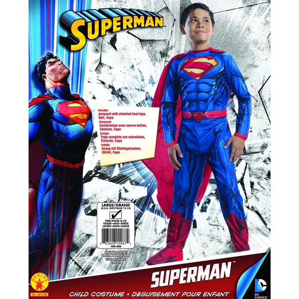 NEW Rubies DC Universe SUPERMAN COSTUME w/ BOOTS CAPE Boys Size 14 LG Kids Hero - Picture 3 of 6